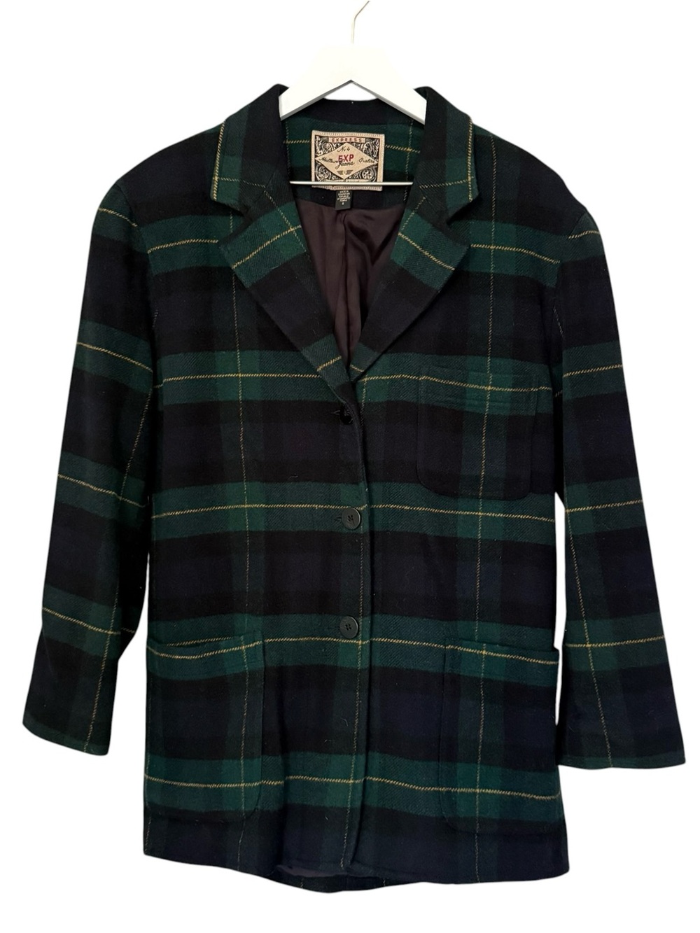 Vintage Express Compagnie Internationale Wool Blend Plaid Blazer Size Small